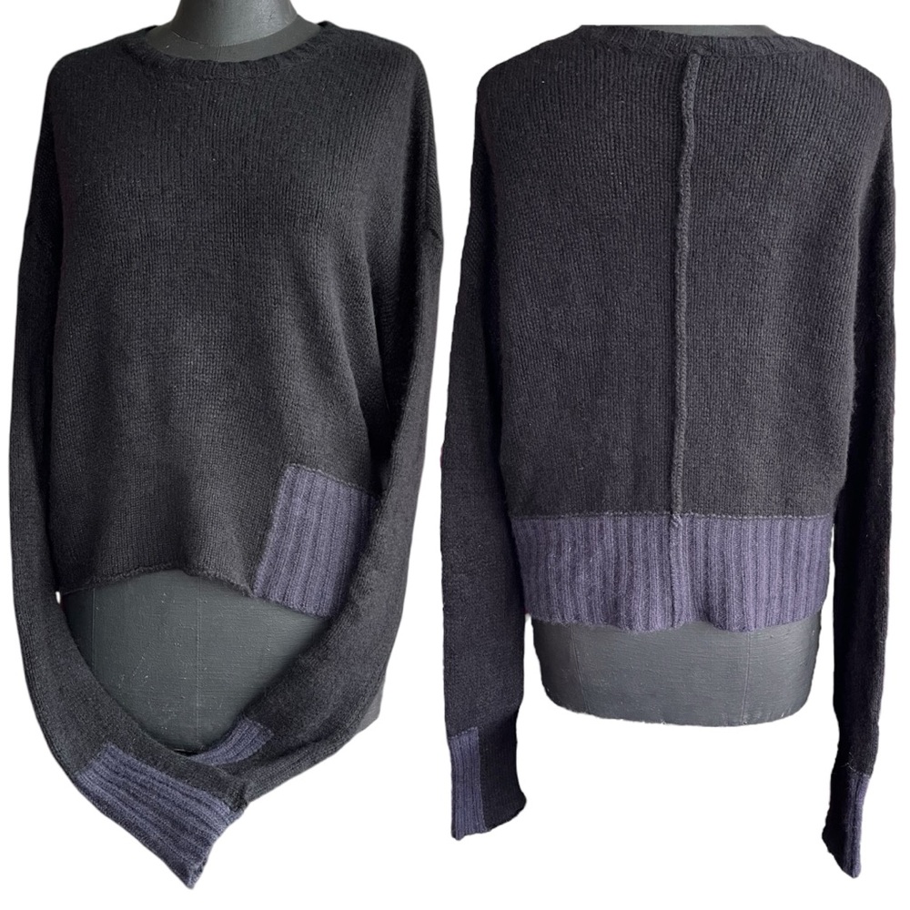 Kristensen Du Nord 100% Cashmere Luxury Colour Block Sweater Knit Z-300 Black